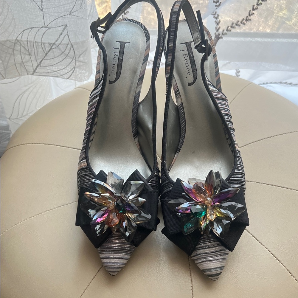 J.Renee Multicolor Embellished Slingback Heels